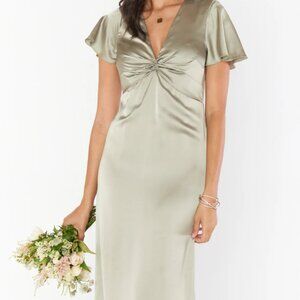 Rome Twist Gown ~ Moss Green Luxe Satin - L   *Hemmed to Mid-Thigh*